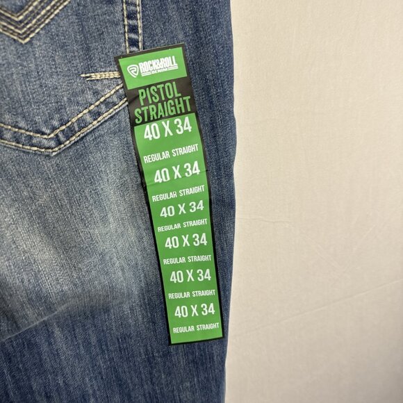 NWT Rock & Roll Denim Pistol Straight Jeans 40x34 Light Wash Regular Fit - Picture 6 of 12